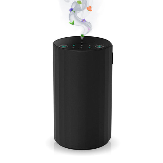 Front view of the waterless essential oil diffuser in black