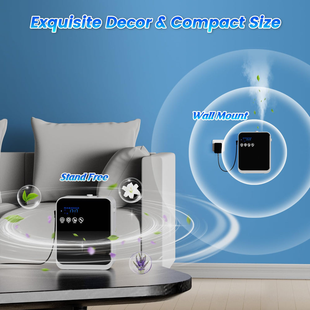 Waterless diffuser in a hotel room setup