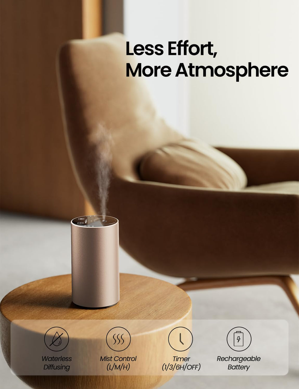 Close-up of the anodized aluminum cylindrical diffuser design