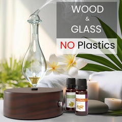 Waterless diffuser with a hand-blown borosilicate glass reservoir