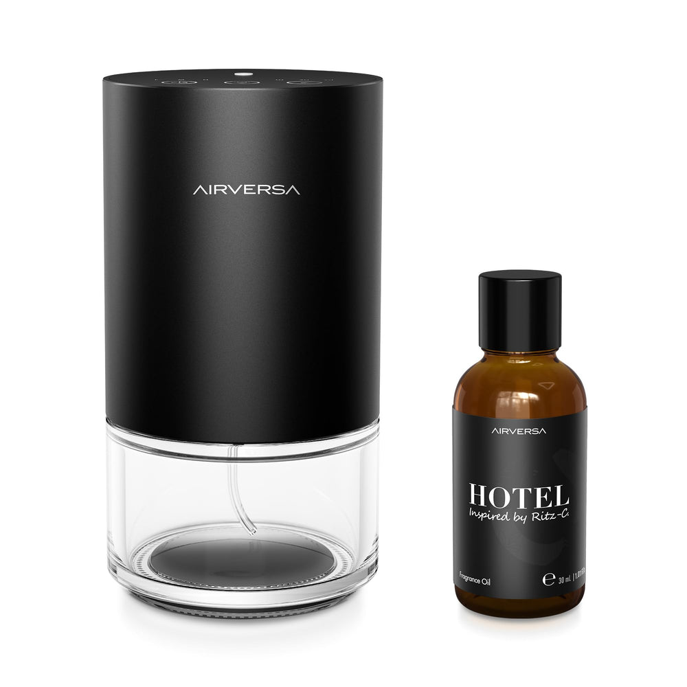 Waterless diffuser starter kit in black AN9 with 100mL glass bottle