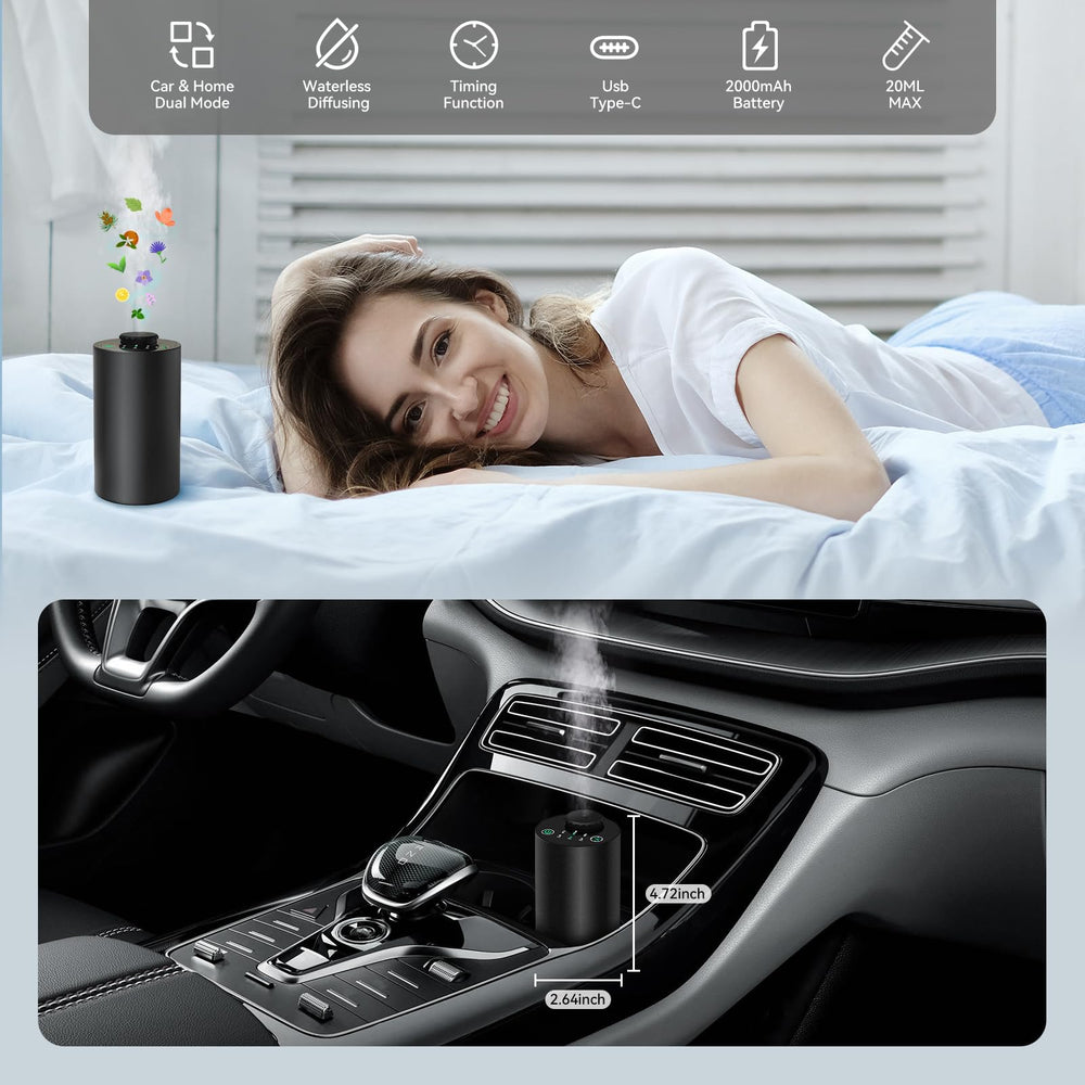 Compact portable diffuser in black aluminum alloy