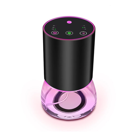 Waterless essential oil diffuser with black glass housing