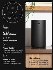 Diffuser displaying 3 mist levels and touch controls