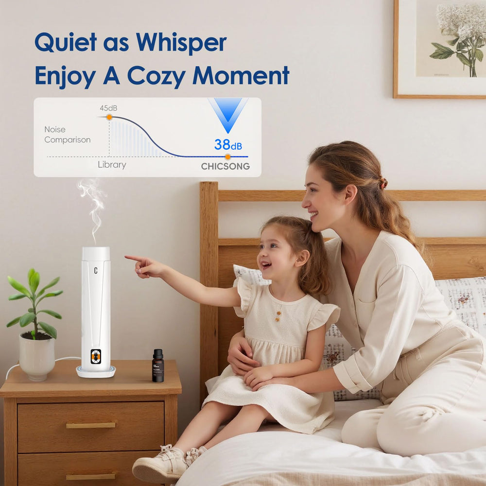 Diffuser emitting soft LED light at night