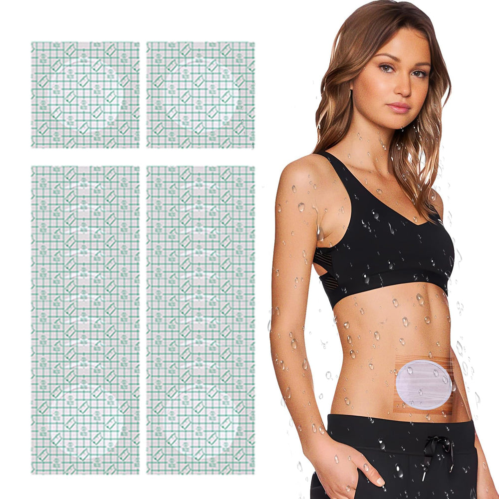 Front view of waterproof castor oil wrap patch pack showing 20 patches