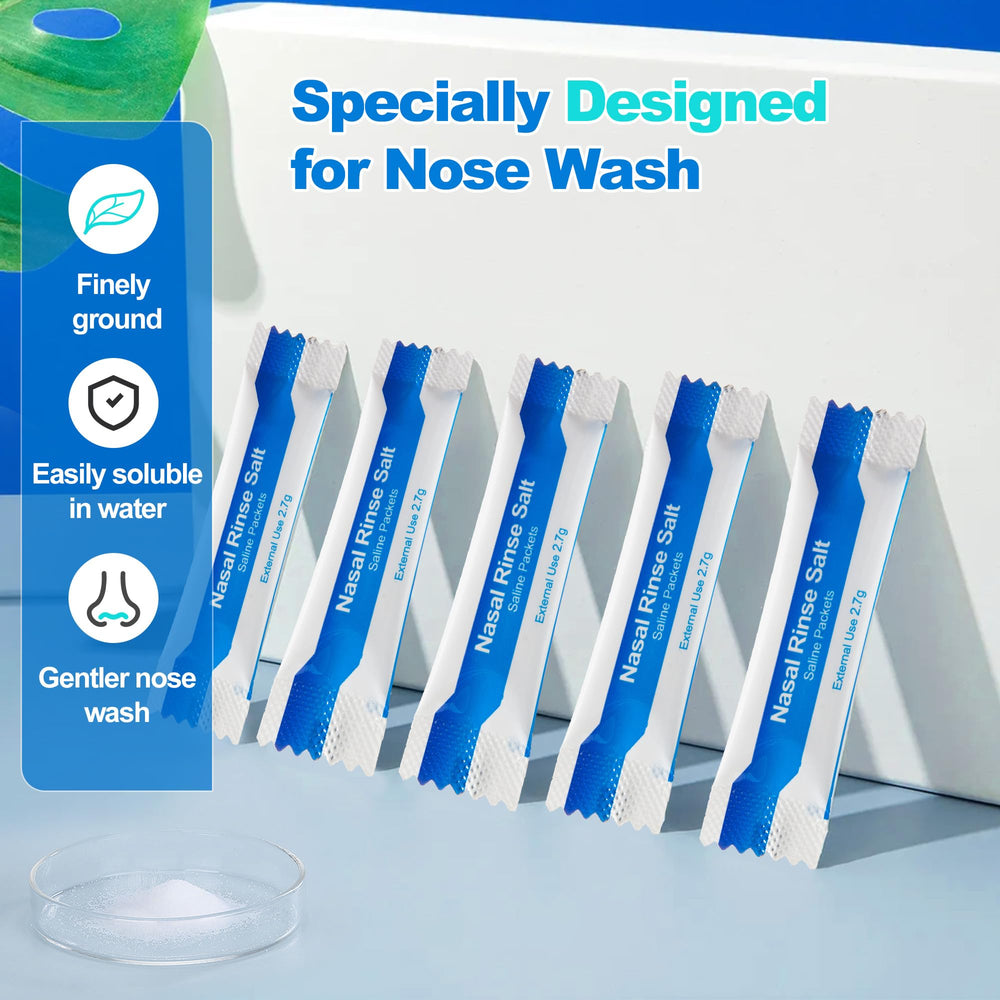 Waterpulse saline packets compatible with all nasal rinsing devices for flexible use.