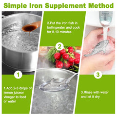 Close-up of Watstion iron fish releasing iron into liquid