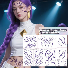 Waxkure anime purple tattoo design 5 enhances fantasy looks with skin-safe temporary ink.