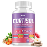 WAZQ Cortisol supplement bottle for women with 90 capsules