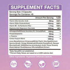 Ingredients including Magnesium Glycinate, Ashwagandha and L-Theanine