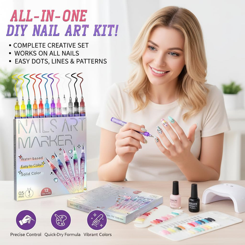 Wcatea all-in-one DIY nail art kit ready for natural, gel, acrylic, and press-on nails.