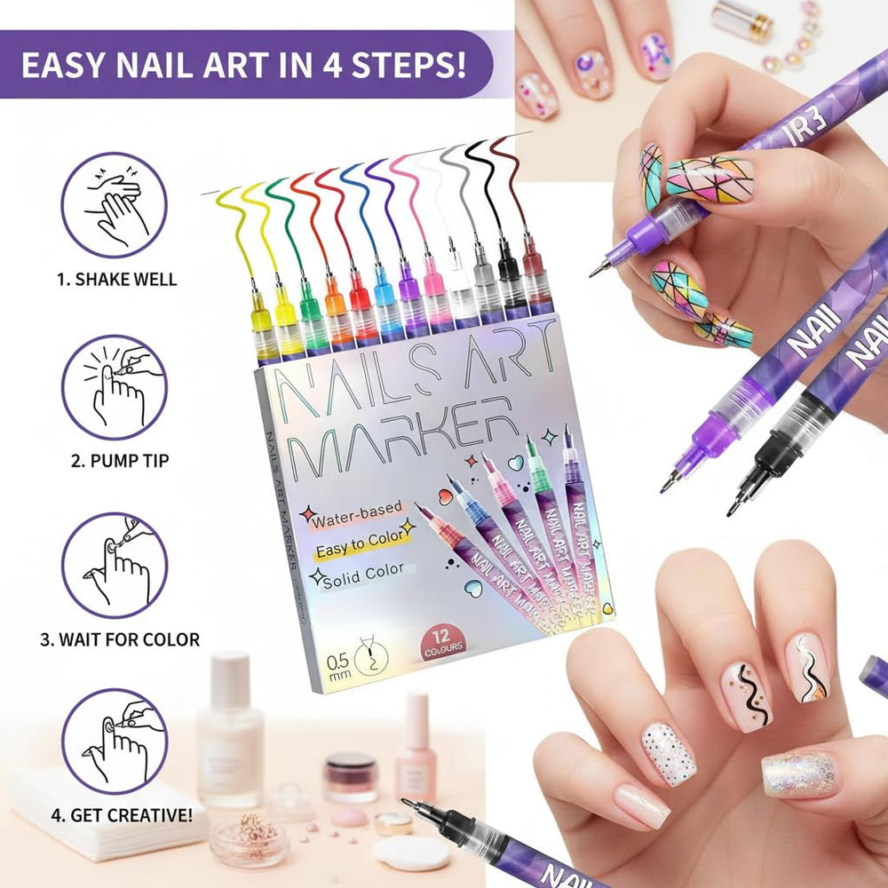 Wcatea beginner-friendly nail art pens with comfortable grip for easy use.