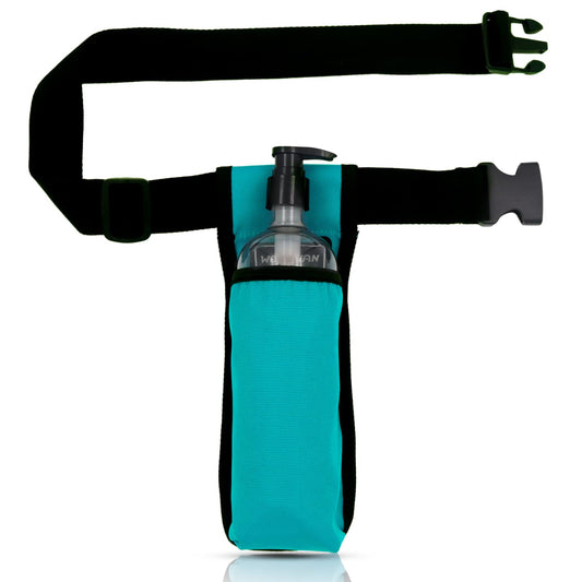 Front view of WEARWAN massage oil holster in 1B-Cyan bag only