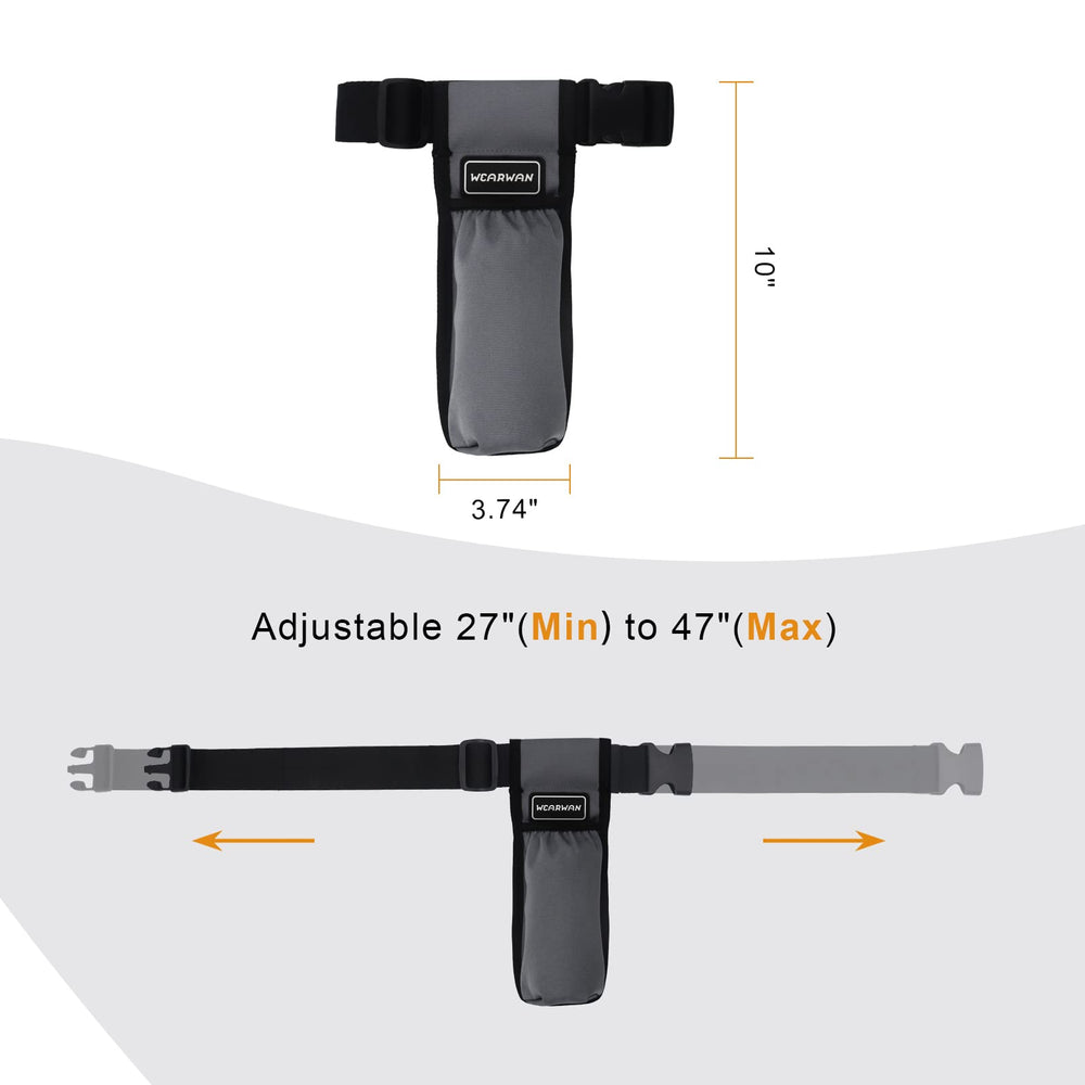 Adjustable nylon waist strap extending from 27 to 47 inches