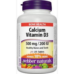 Webber Naturals Calcium Carbonate 500mg with Vitamin D3 200IU – 275 Tabs Bonus Pack
