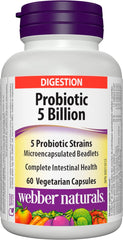 Front view of Webber Naturals Complete Probiotic bottle with 60 capsules