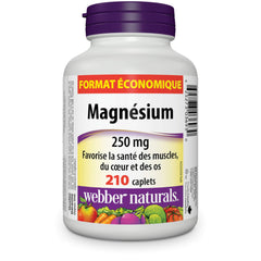 Close-up of product label showing 250 mg magnesium per caplet
