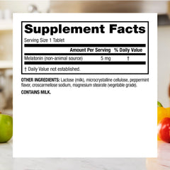 Supplement facts panel for Webber Naturals Melatonin 5 mg