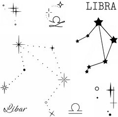WEEKINK Libra constellation tattoo illustration for stylish celestial balance.