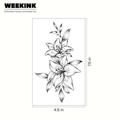 WEEKINK Lily Outline tattoo on spine demonstrates versatile placement