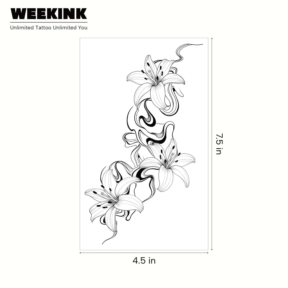 WEEKINK Lily Vine design at the waist, refined body art without long-term commitment.