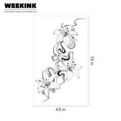 WEEKINK Lily Vine design at the waist, refined body art without long-term commitment.