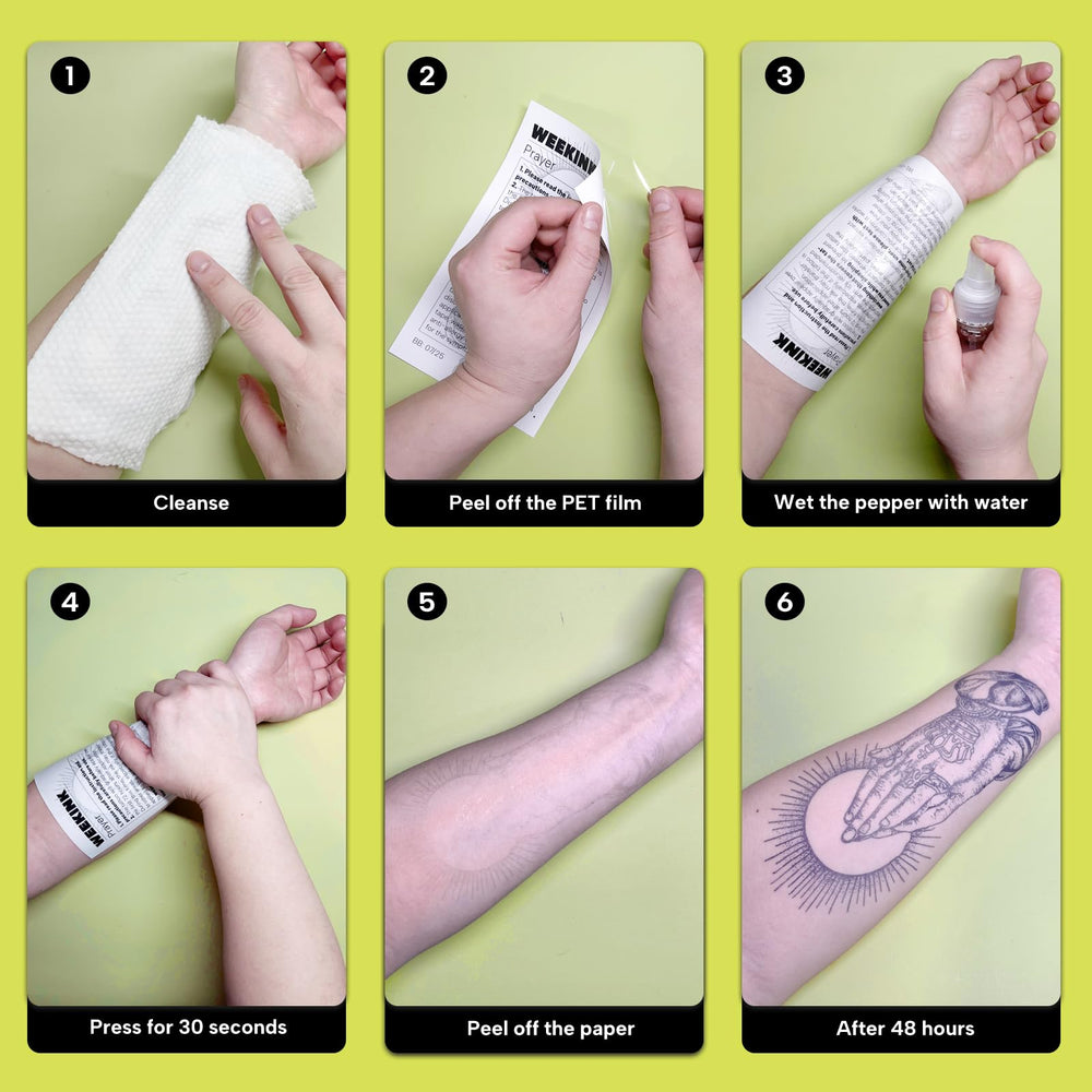 WEEKINK Lotus tattoo highlighting non-toxic gardenia extract ingredients for skin-friendly wear.