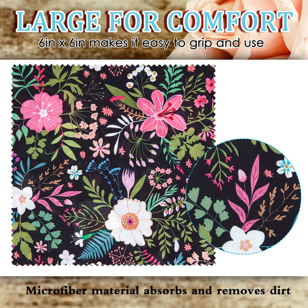 Compact 15 x 15 cm cleaning cloths for glasses, phones, and cameras