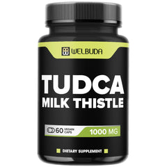 WELBUDA Tudca 1000mg with Milk Thistle bottle close-up