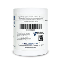 Weldental Chewtab Peppermint 180-count refill – back view with packaging