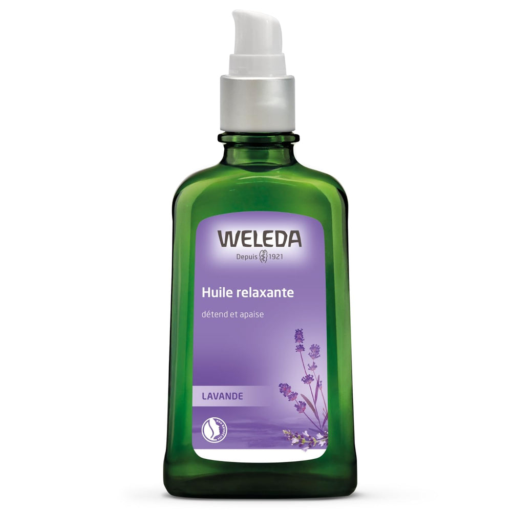 Weleda Relaxing Lavender Body Oil bottle, 3.4 oz, Clear