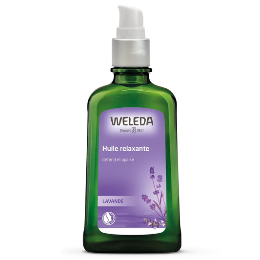 Weleda Relaxing Lavender Body Oil bottle, 3.4 oz, Clear