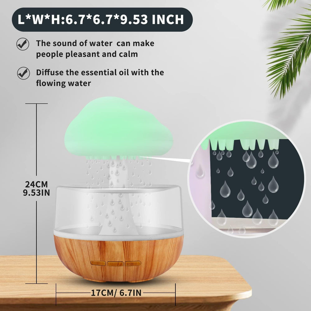 Weljoy Zen Raining Cloud Night Light Diffuser top view with water