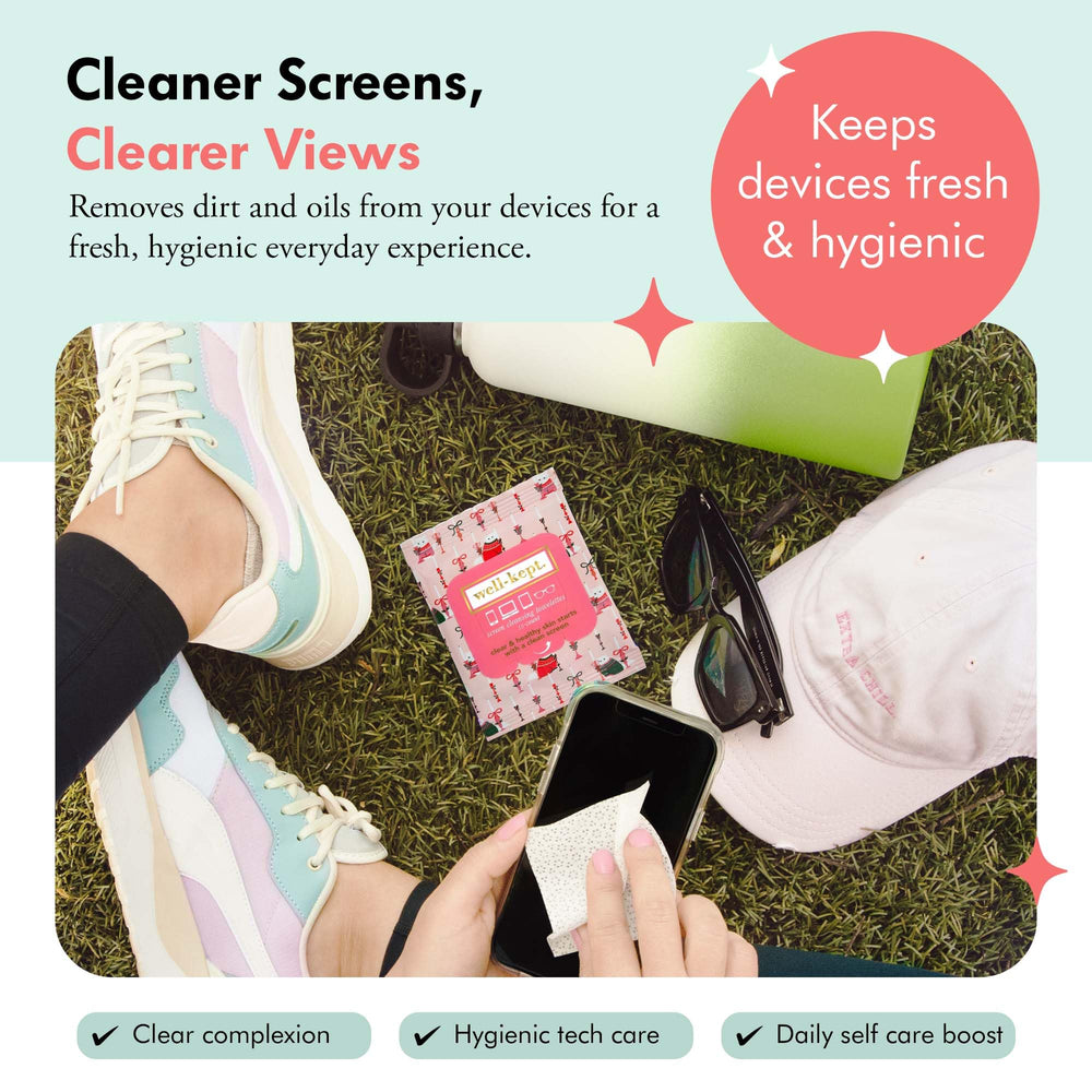 Wipes being used on eyeglasses for streak-free cleaning