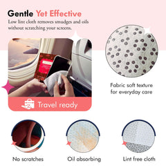 Well-Kept wipes packaging highlighting ammonia-free and anti-static properties