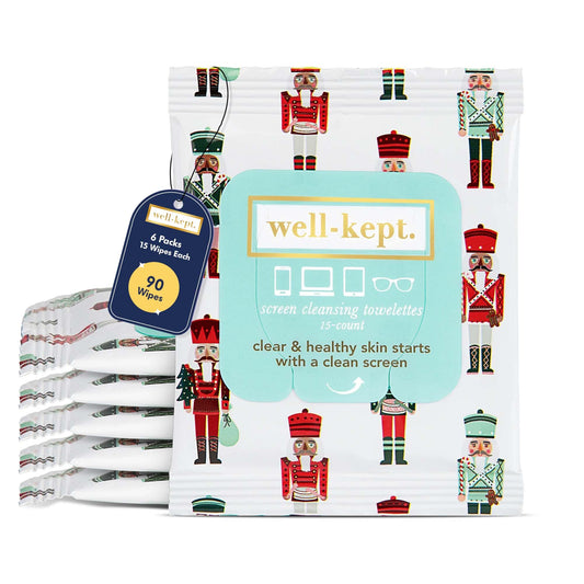 Well-Kept Tech & Lens Wipes 6-pack packaging with 90 wipes
