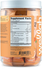 Wellah Afterglow Orange Mango stickpacks displaying 5 collagen peptide types (I, II, III, IV, X)