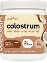 Wellah Colostrum Coconut Cream flavored supplement bottle
