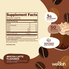 Mocha Latte colostrum powder being measured for a serving