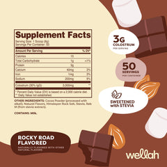 Close-up of Wellah Colostrum Rocky Road flavor container