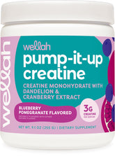 Bottle of Wellah Creatine for Women in Blueberry Pomegranate flavor (50 servings)