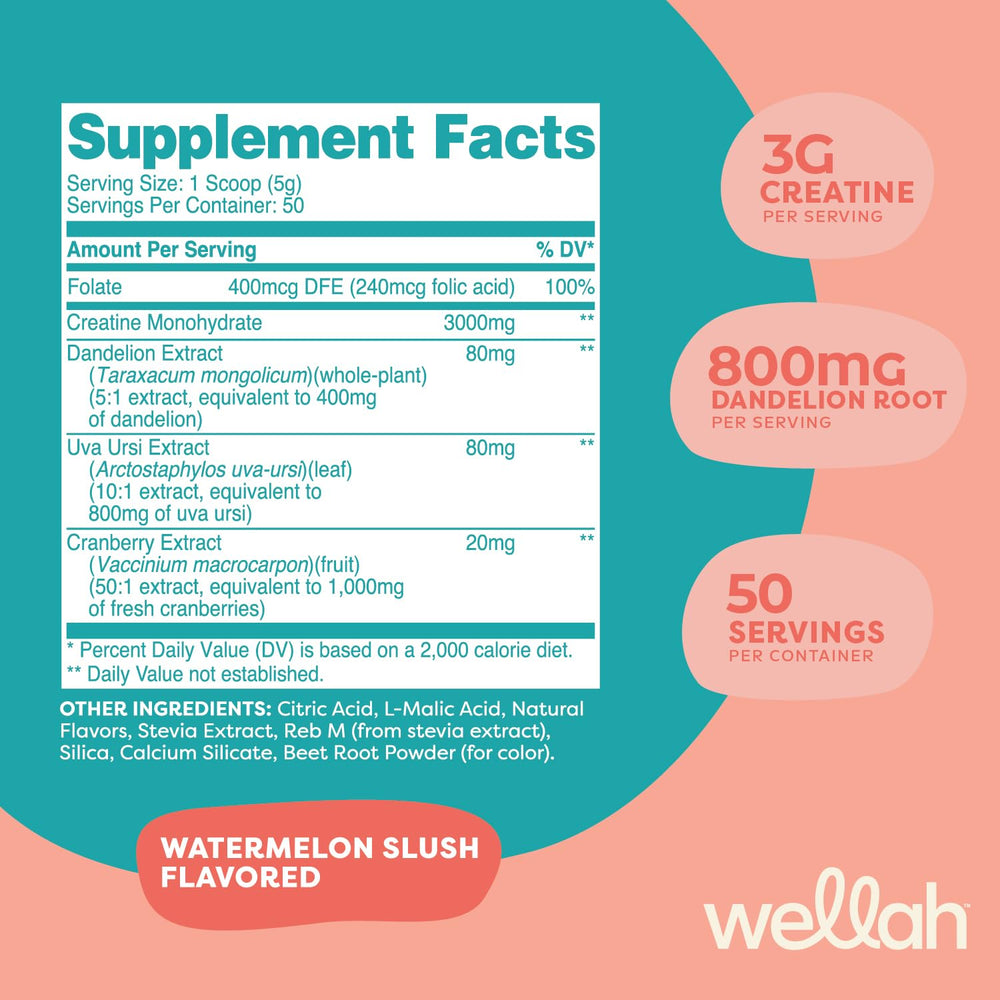 Wellah Creatine for Women 50 servings unflavored bottle