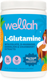 Wellah L-Glutamine Blue Hawaii powder canister label