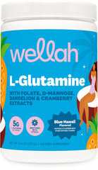 Wellah L-Glutamine Blue Hawaii powder canister label