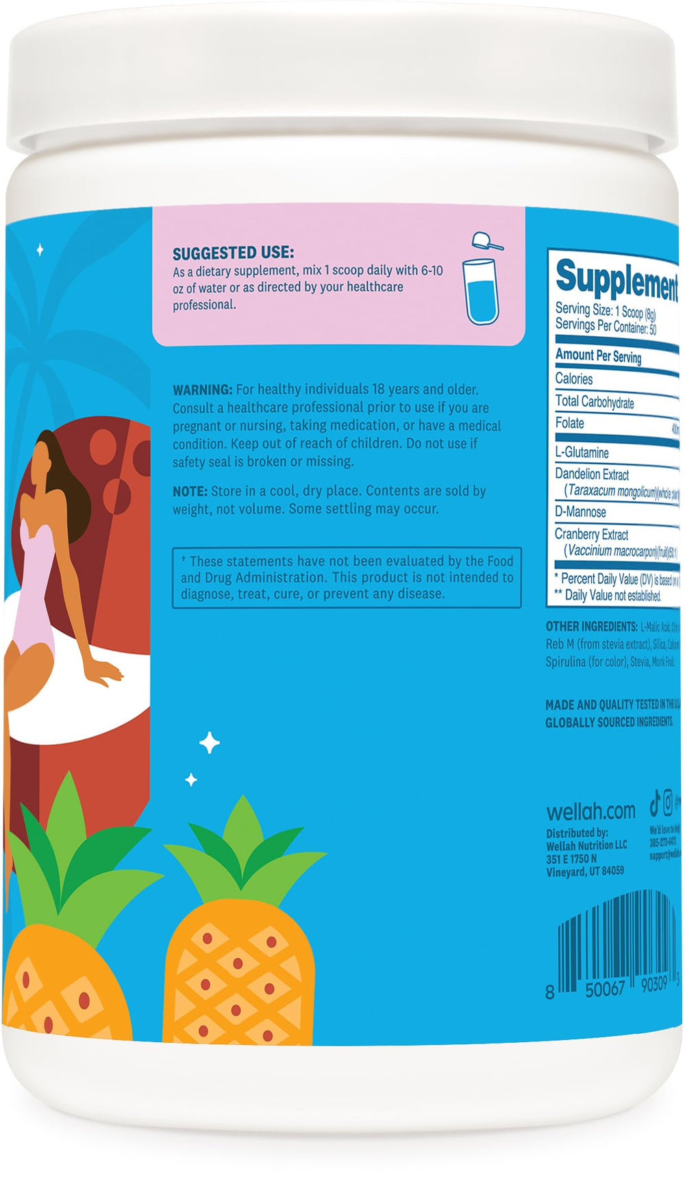Container displaying 50 servings per container