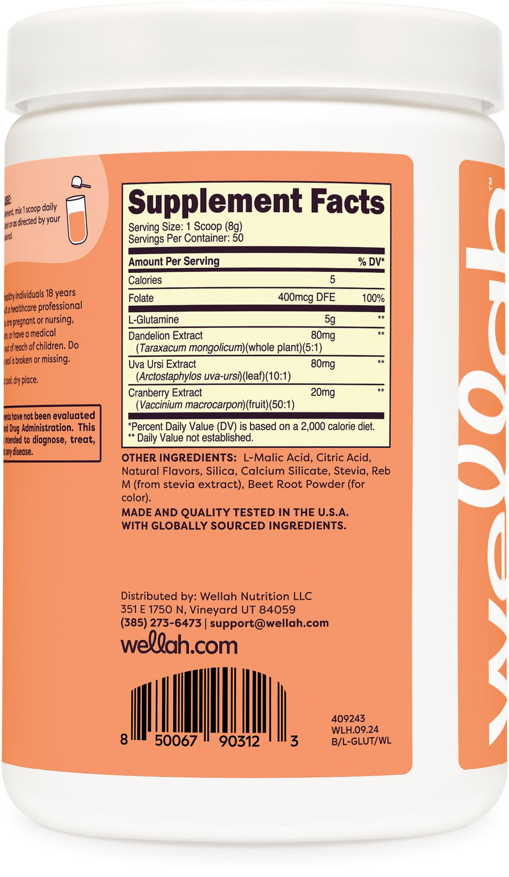 Ingredients include Folate, Dandelion, Uva Ursi & Cranberry Extracts