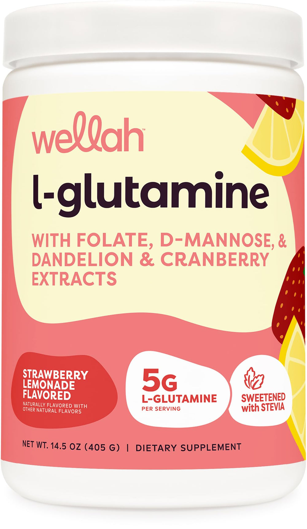 Packaging of Wellah L-Glutamine Strawberry Lemonade 50 servings
