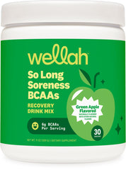 Green Apple flavor Wellah So Long Soreness BCAA Powder bottle – 30 servings