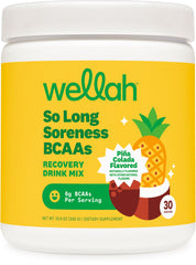 Wellah So Long Soreness BCAA Powder Pina Colada flavor – front label